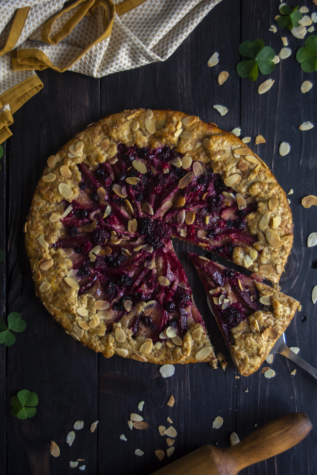frangipane galette with plums and berries