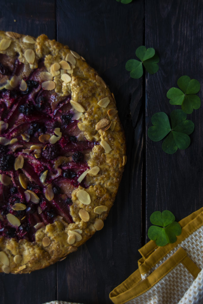 frangipane galette with plums and berries