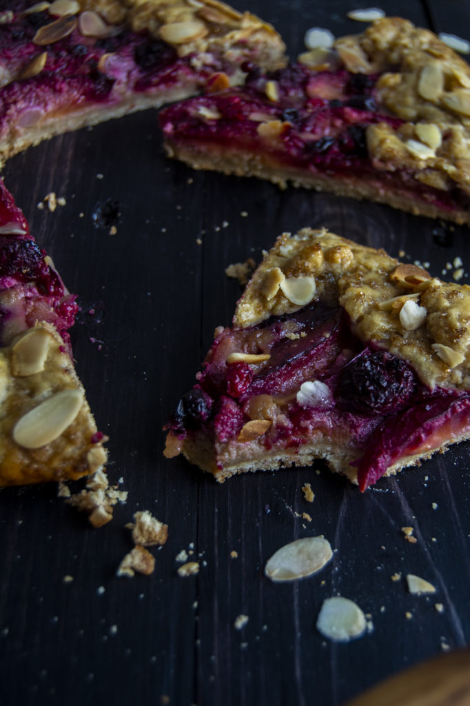 frangipane galette with plums and berries
